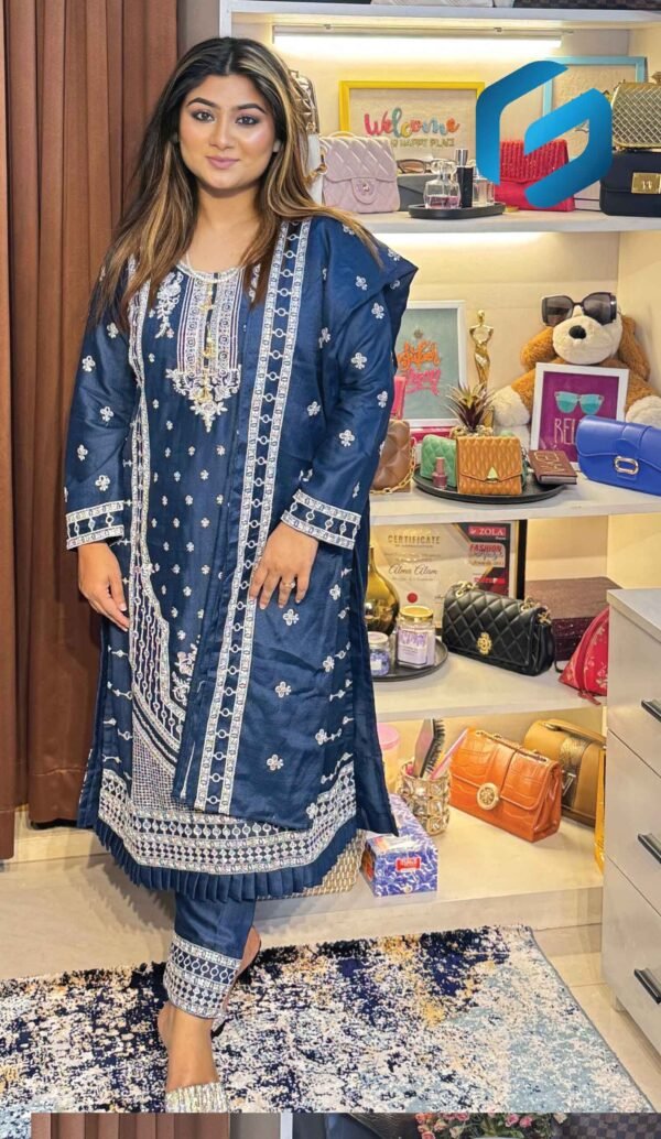 Elegance Embroidered Chinnon Three-Piece - Image 6