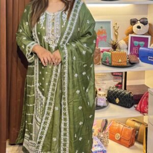 Elegance Embroidered Chinnon Three-Piece