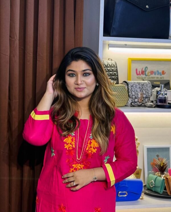 Magenta & Grey Blue Cotton Embroidered Set - Image 2