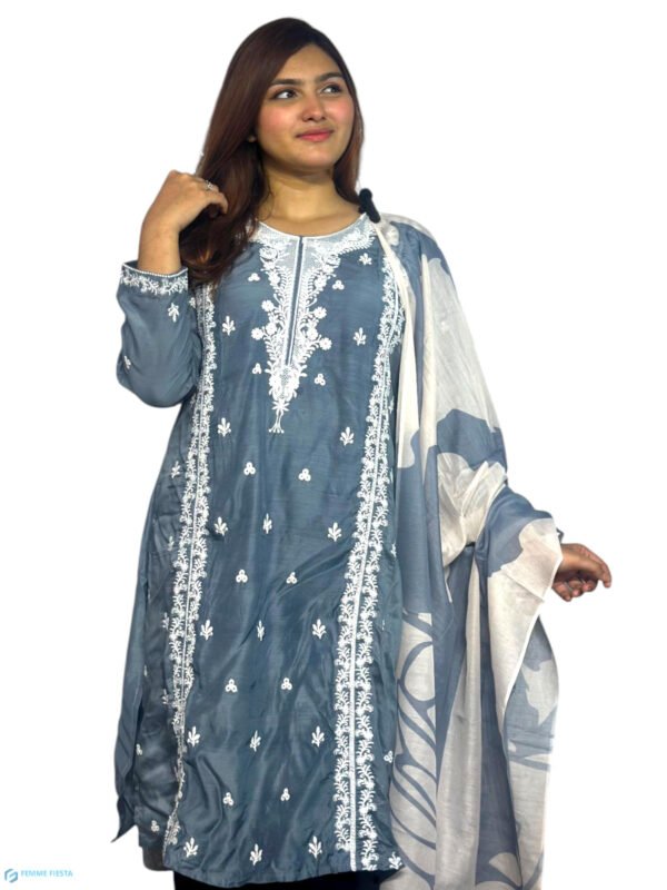 Premium Cotton Ambroidered Two Piece set (Kameez and Dopatta) PCA-001 - Image 5