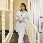 Sky Blue Abstract Cloud Cotton Kurti