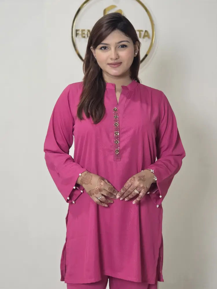 Embellished Co-ord Set – Magenta Pink