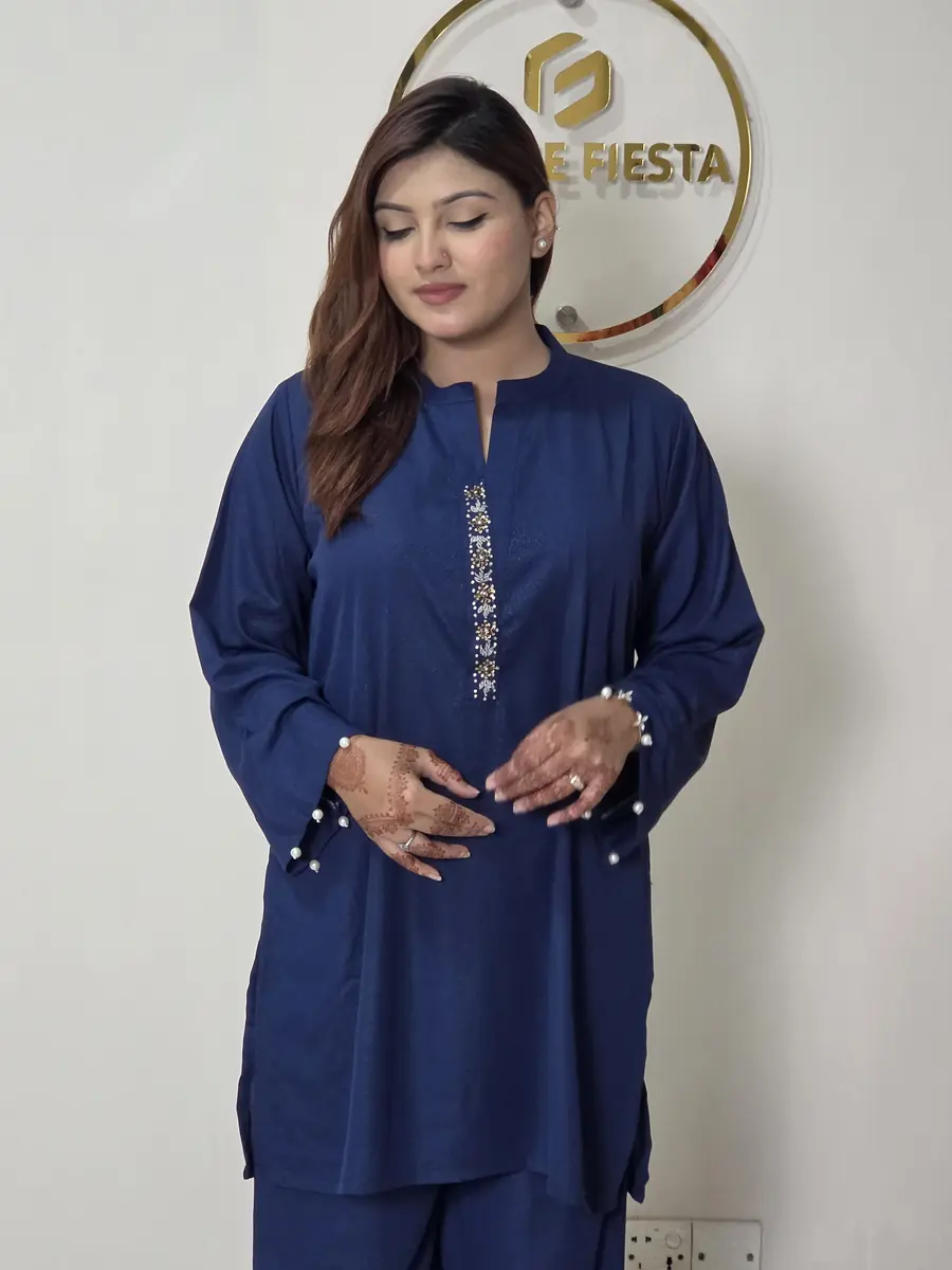 premium embellished two piece co ord set – deep navy blue premium embellished two piece co ord set – deep navy blue